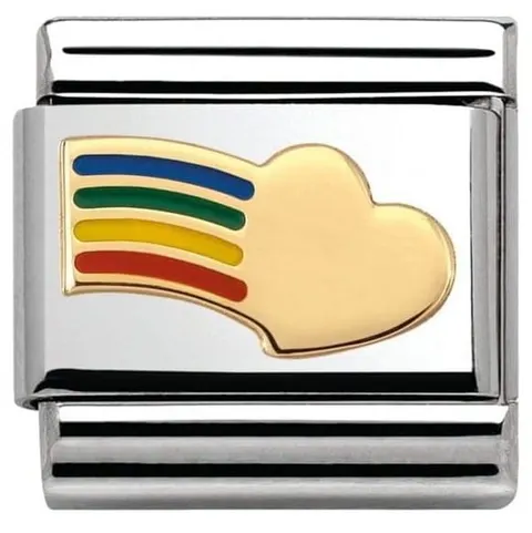 Nomination Element Link 18K Serce z tęczą Gold