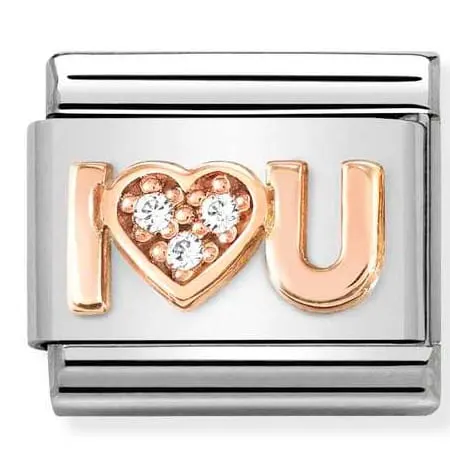 Nomination Element 9K I Love You z cyrkoniami Rose Gold