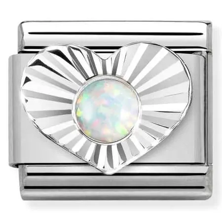 Nomination Element Biały opal w sercu Silver