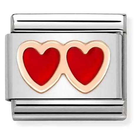 Nomination Element 9K Podwójne serca Rose Gold