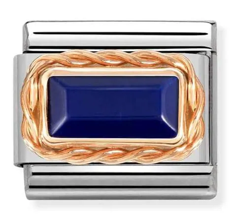 Nomination Element 9K Prostokątny lapis lazuli Rose Gold