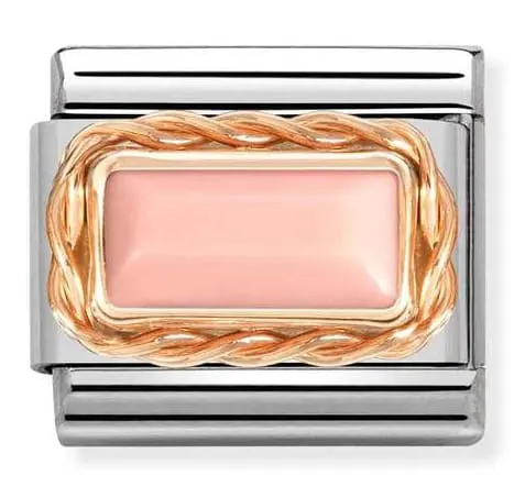 Nomination Element 9K Prostokątny różowy koral Rose Gold