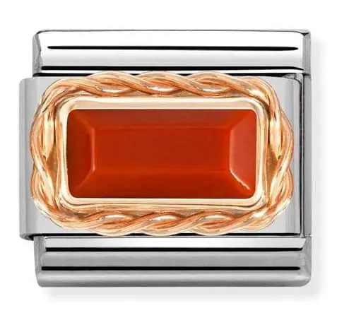 Nomination Element 9K Prostokątny czerwony koral Rose Gold