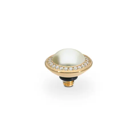 Oczko QUDO Tondo Deluxe Cream Pearl złote 9 mm