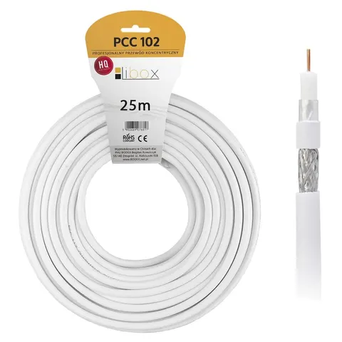 Kabel koncentryczny RG6U 25M LIBOX PCC102-25