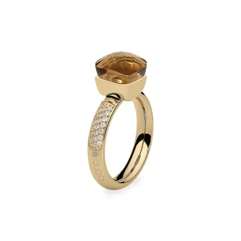 Pierścionek QUDO Firenze Smoked Topaz złoty