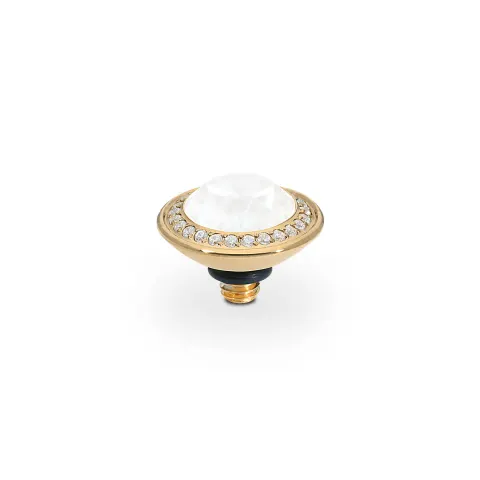 Oczko QUDO Tondo Deluxe Crystal Electric White Ignite złote 9 mm