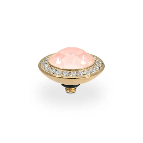 Oczko QUDO Tondo Deluxe Crystal Flamingo Ignite złote 13 mm