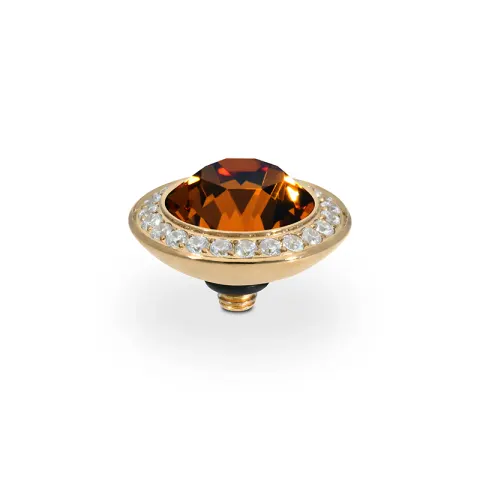 Oczko QUDO Tondo Deluxe Smoked Topaz złote 13 mm