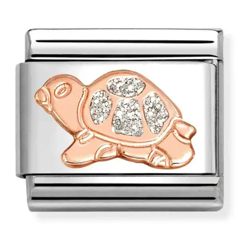 Nomination Element 9K Żółw ze srebrnym brokatem Rose Gold