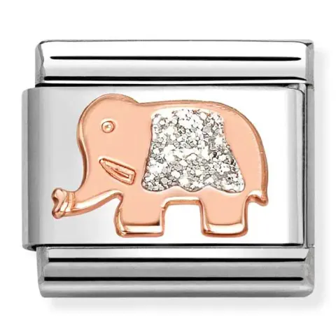 Nomination Element 9K Słoń ze srebrnym brokatem Rose Gold