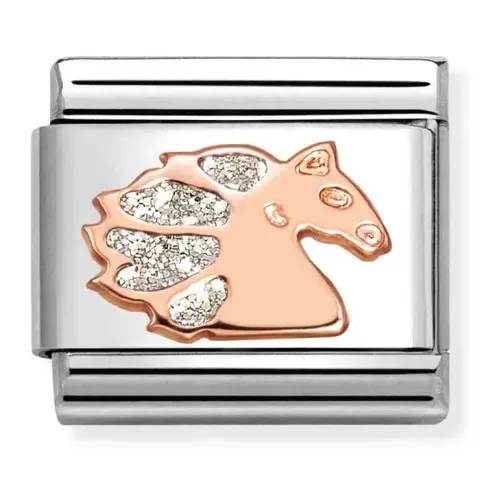 Nomination Element 9K Jednorożec ze srebrnym brokatem Rose Gold