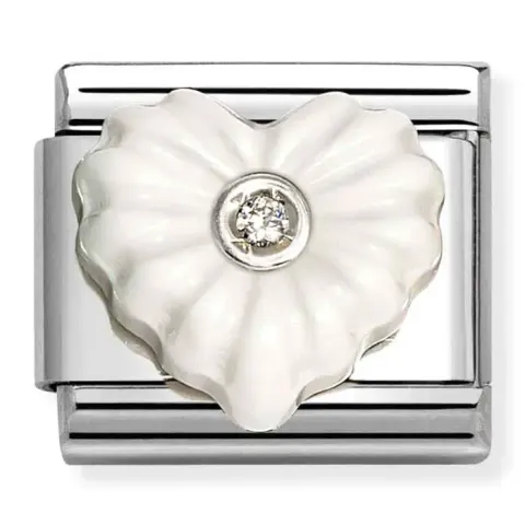 Nomination Element Białe serce z cyrkonią Silver