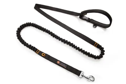 Smycz dla psa z amortyzatorem JoQu® Two Runners Leash czarna