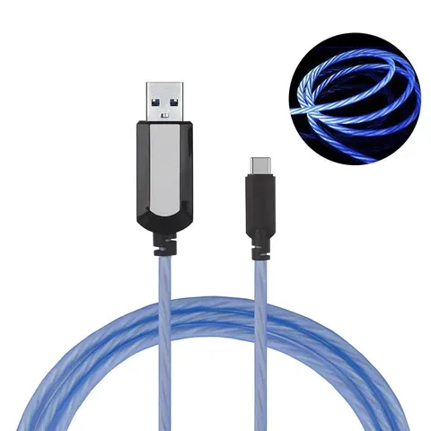 Kabel USB - typ C świecący niebieski 1m VA0014 VAYOX