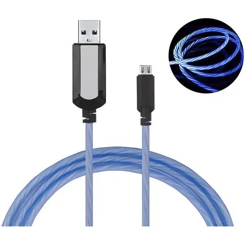 Kabel micro USB świecący niebieski 1m VA0013 VAYOX