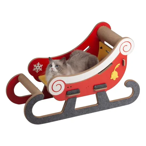 Świąteczny drapak dla kota legowisko Sleigh