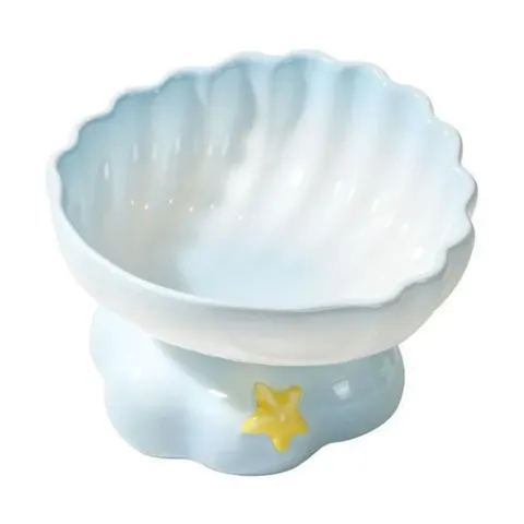 Miska ceramiczna na podwyższeniu dla kota i psa Shell niebieska 600ml
