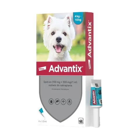 Advantix krople na kleszcze i pchły dla psa od 4kg do 10kg 1ml (4 pipety)