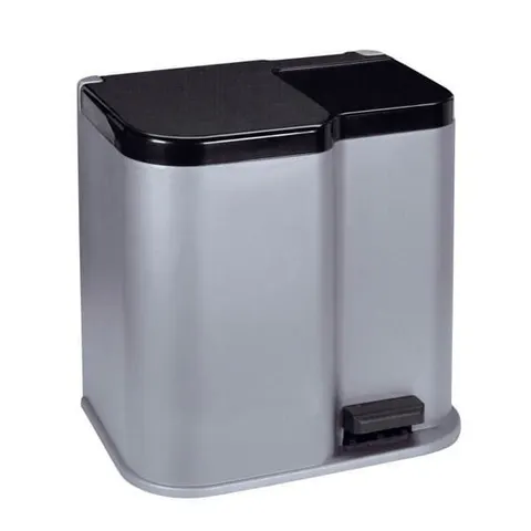 Kosz na śmieci PODWÓJNY DUO aluminium silver/dark grey CURVER 234471