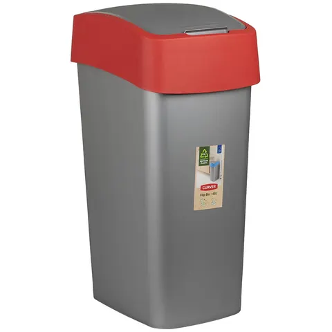 Kosz na śmieci PACIFIC FLIP BIN 50L silver/red CURVER 195024