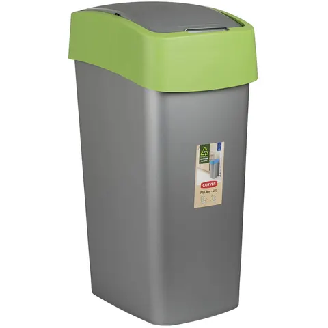 Kosz na śmieci PACIFIC FLIP BIN 50L silver/green CURVER 195022