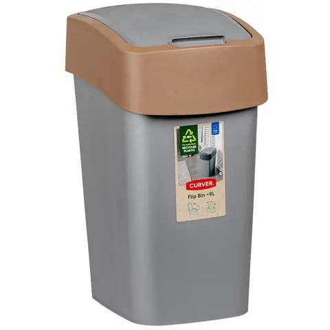 Kosz na śmieci 10L PACIFIC FLIP BIN srebrny/brązowy CURVER