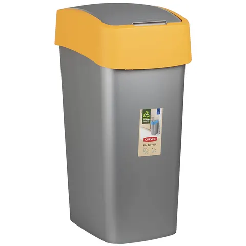 Kosz na śmieci PACIFIC FLIP BIN 50L yellow/silver CURVER 195023