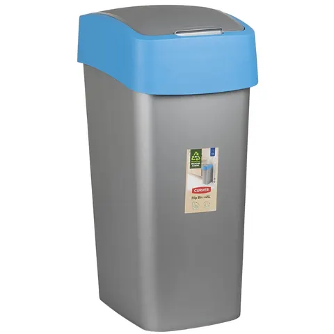 Kosz na śmieci PACIFIC FLIP BIN 50L blue/silver CURVER 217818