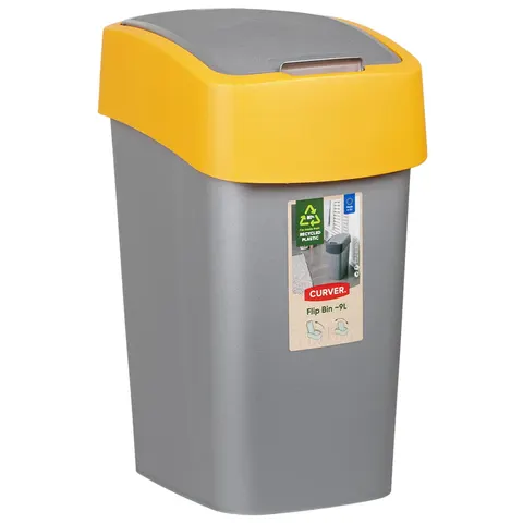 Kosz na śmieci 10L PACIFIC FLIP BIN srebrny/żółty CURVER