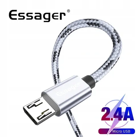 Kabel USB 2,4 A micro USB QC 3.0 2 m Silver Essager