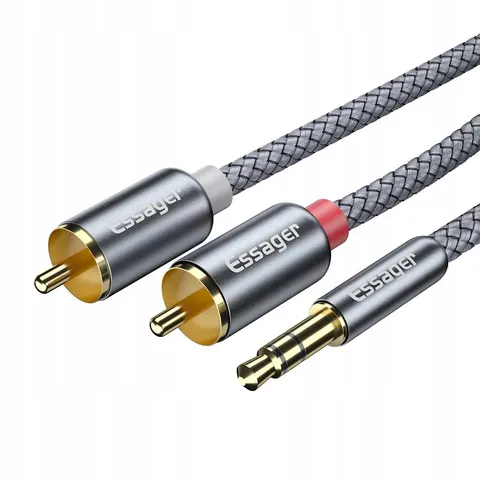 Kabel HQ mini jack 2x RCA cinch stereo Gold HD 5 m