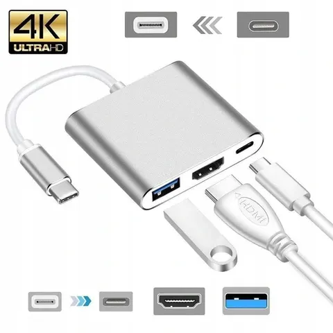 Adapter przejściówka HUB USB-C HDMI 4K 3w1
