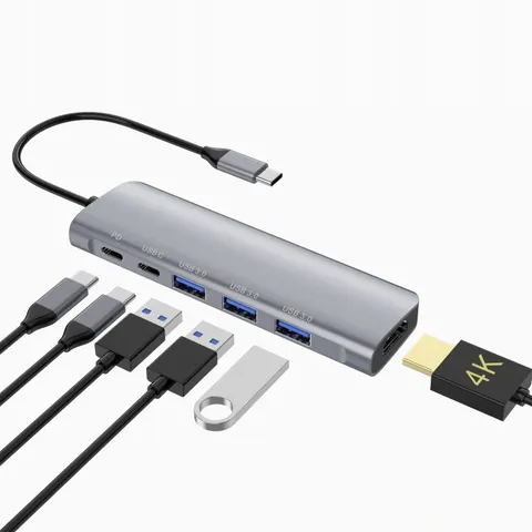 Adapter HUB 6w1 USB-C PD 100 W 3x USB 3.0 HDMI 4K