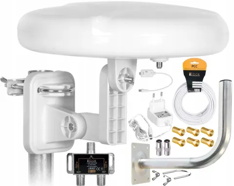 Antena dookólna mocna DVB-T2 LTE 4K MUX8 Digital360 Combo Vayox akcesoria