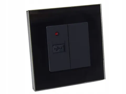 Gniazdo ładowarka USB szklana ramka czarne B-Line