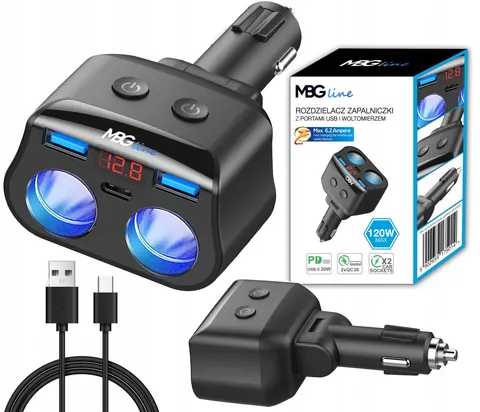 Rozdzielacz gniazda zapalniczki 12-24 V 3x USB QC PD