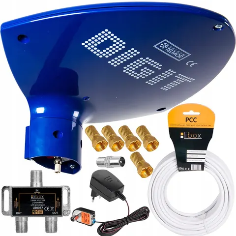 Zestaw antena Telmor Digit Activa DVB-T2 na 2 TV 4K + rozdzielacz