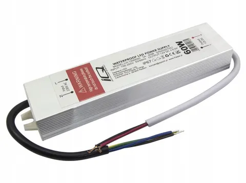 Zasilacz LED 12 V 60 W 5 A hermetyczny IP67 mały wymiar do taśm LED