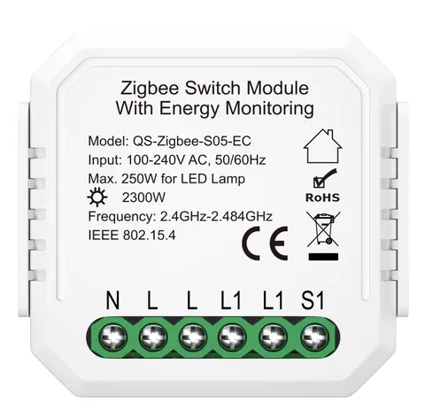 Przekaźnik z pomiarem prądu 10 A 2300 W ZigBee Tuya