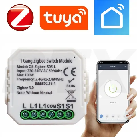 Przekaźnik dopuszkowy 1 obwód ZigBee Tuya bez N