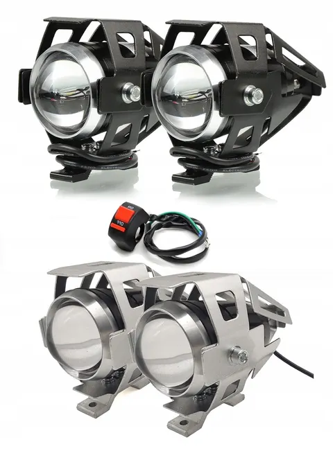 Halogeny motocyklowe lampy reflektory lightbar LED srebrne i czarne wybór