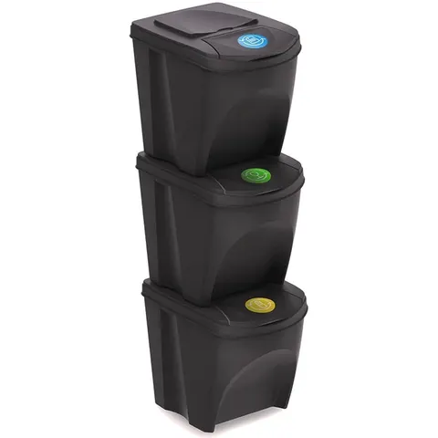 Pojemniki do segregacji 3x25L antracytowy Prosperplast