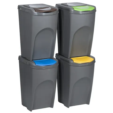 Pojemniki do segregacji 4x35L szary Prosperplast
