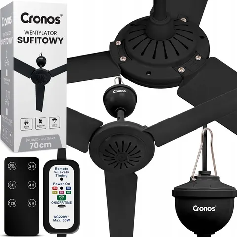 Wentylator wiatrak sufitowy pilot Timer 70 cm czarny