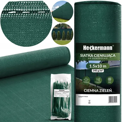 Siatka cieniująca maskująca na płot 90% 1,5x 10 m zielona