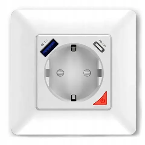 Gniazdko gniazdo ścienne podtynkowe kontakt USB USB-C 16 A WiFi Tuya