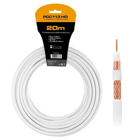 Kabel koncentryczny RG6U PCC113-20 CU+CU+CU HD 20m LIBOX