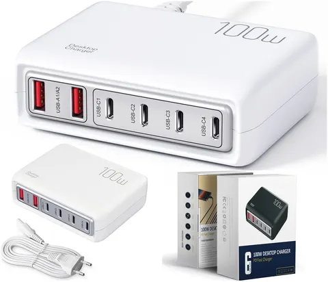 Szybka ładowarka USB PD zasilacz 100 W do telefonu tabletu biała iLepo