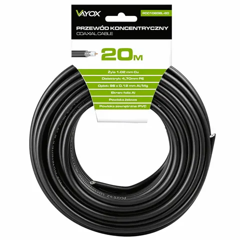 Kabel koncentryczny żelowany RG6U PCC102GEL-20 20m Vayox